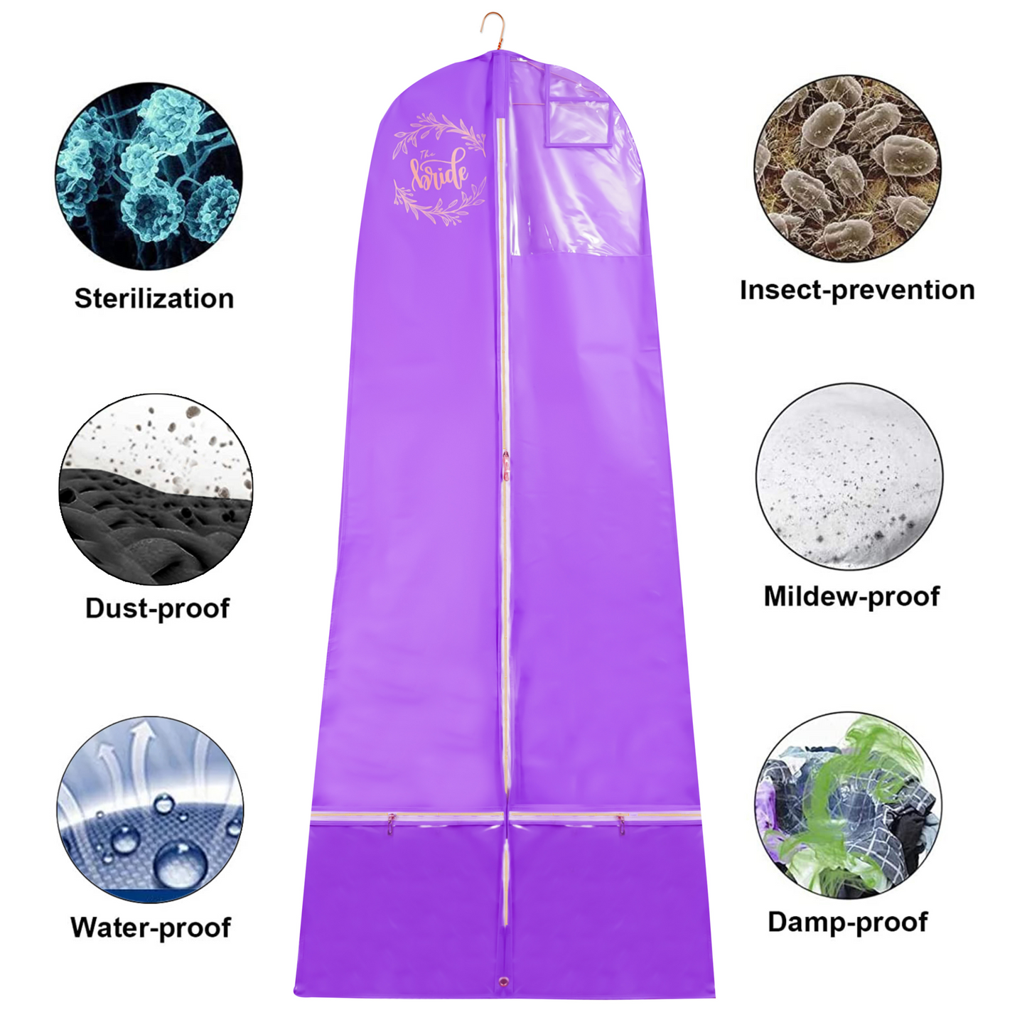 Premium Lehenga Gown Cover 10" Gusset - PURPLE