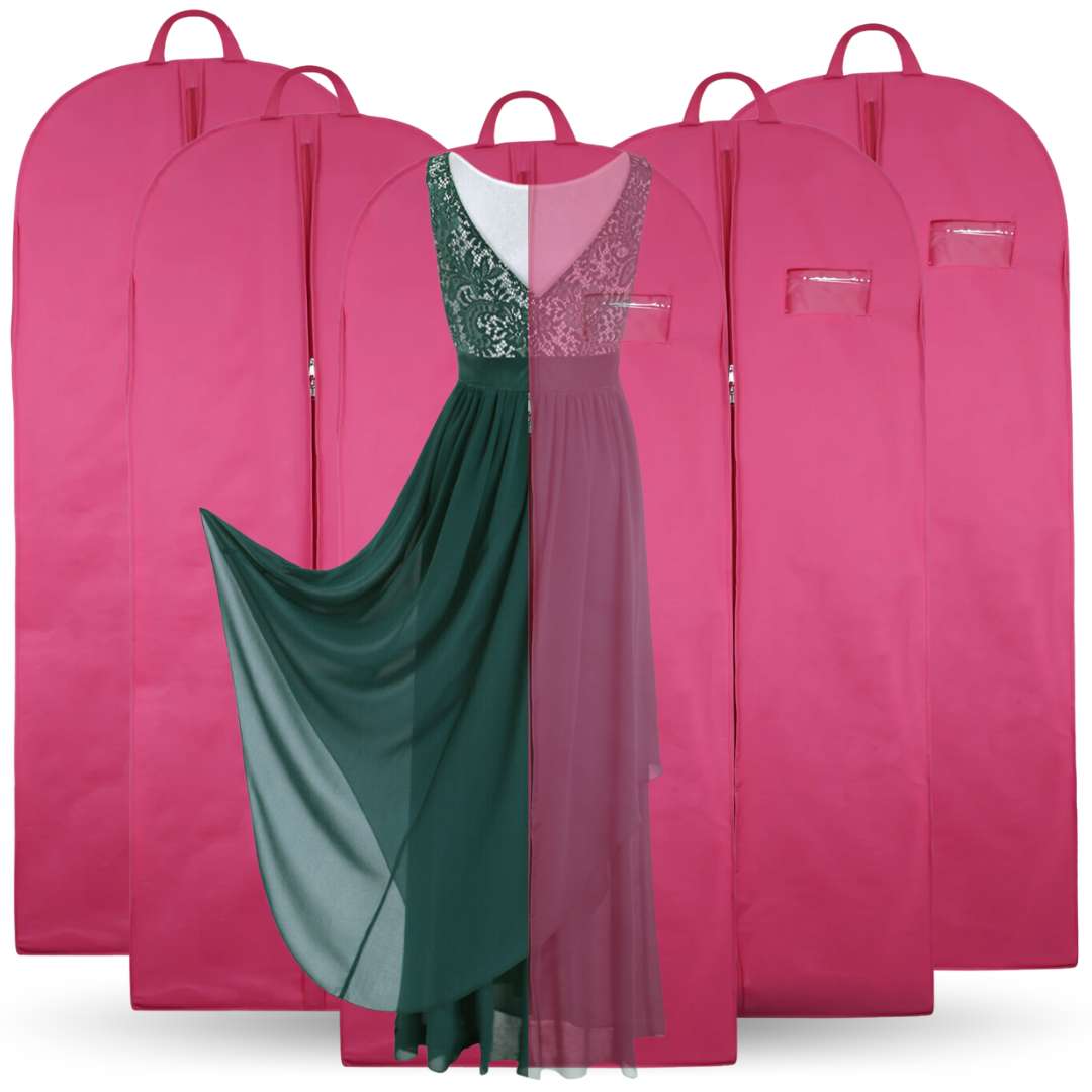 Wedding Lehenga Gown Long Dress Garment Cover Bags 72" with 8" Gusset - PINK