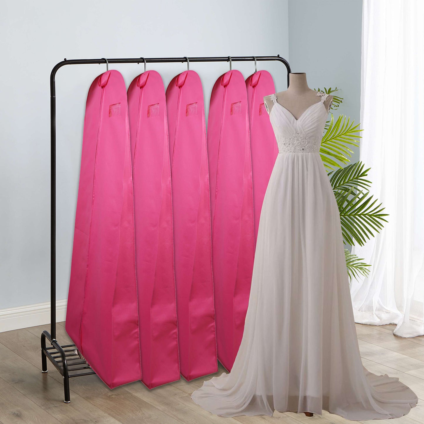 Wedding Lehenga Gown Long Dress Garment Cover Bags 72" with 8" Gusset - PINK