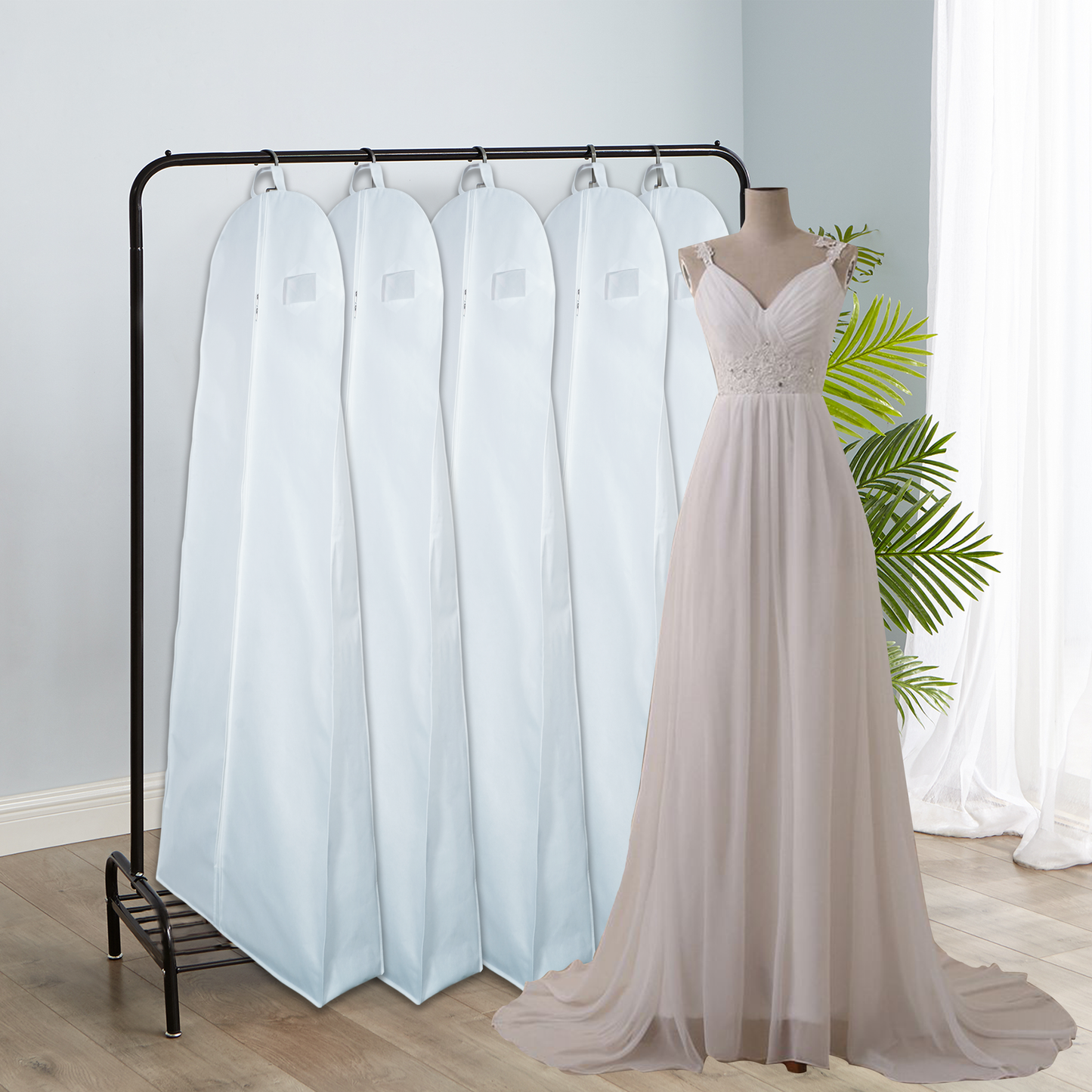 Wedding Lehenga Gown Long Dress Garment Cover Bags 72" with 8" Gusset - WHITE
