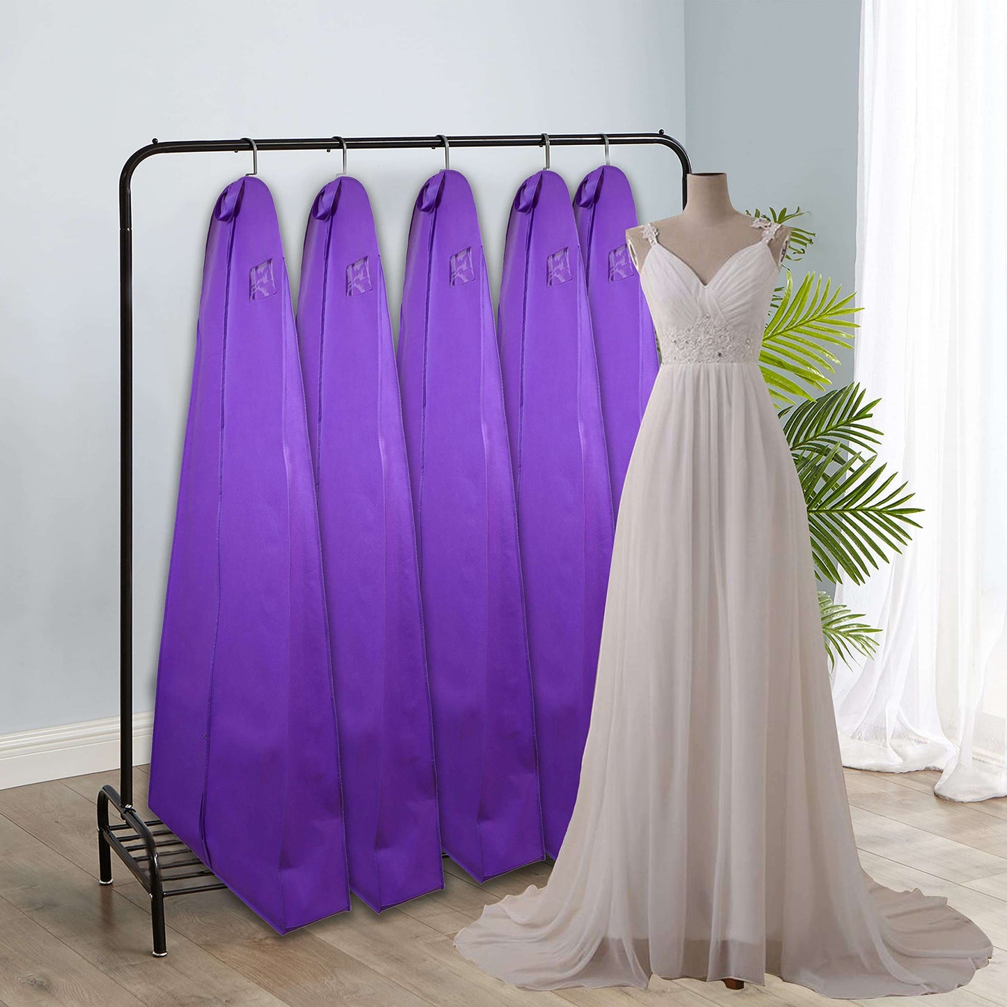 Wedding Lehenga Gown Long Dress Garment Cover Bags 72" with 8" Gusset - PURPLE