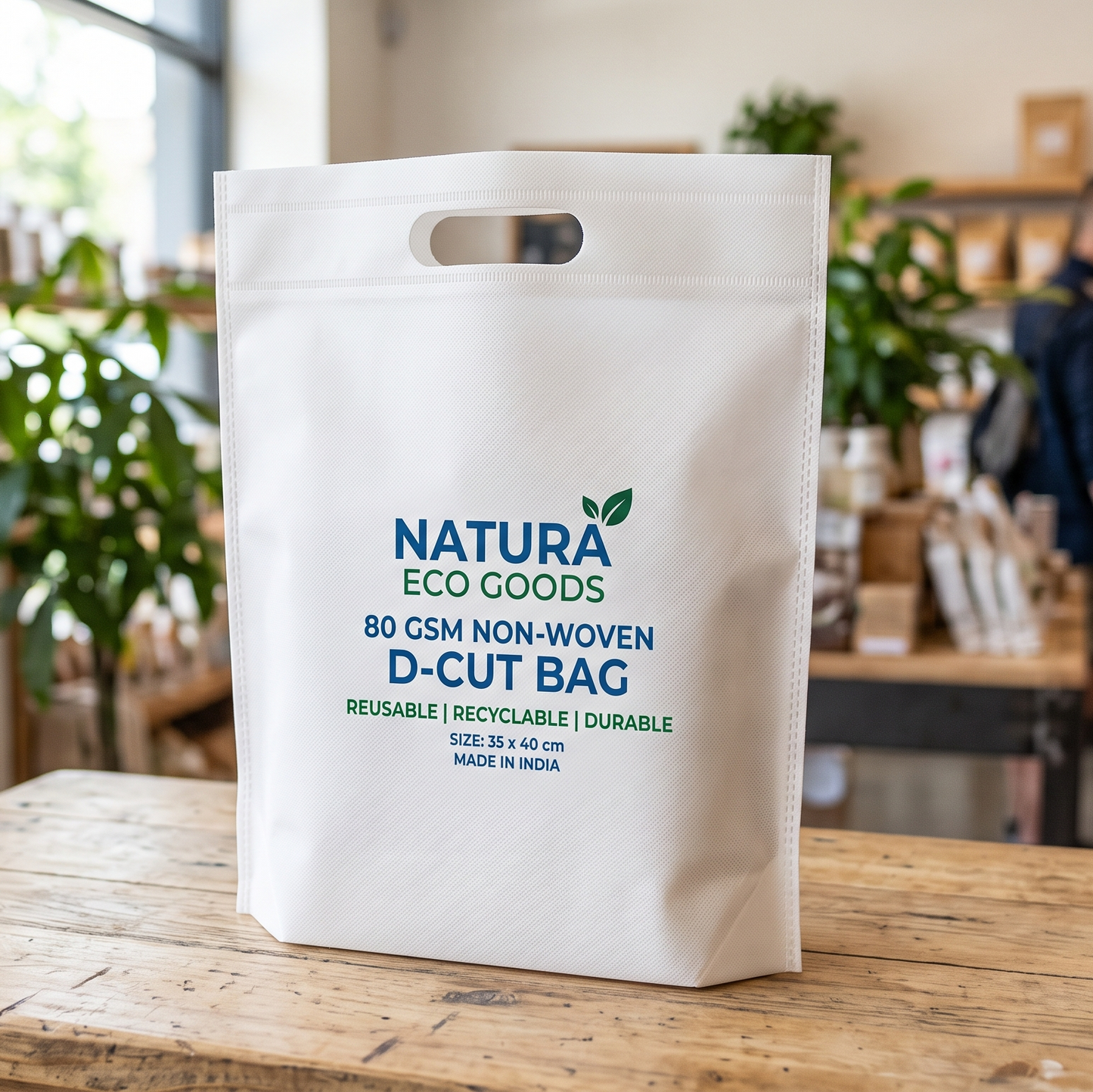 D-Cut Non Woven Bag 14" x 18" with 5" Gusset