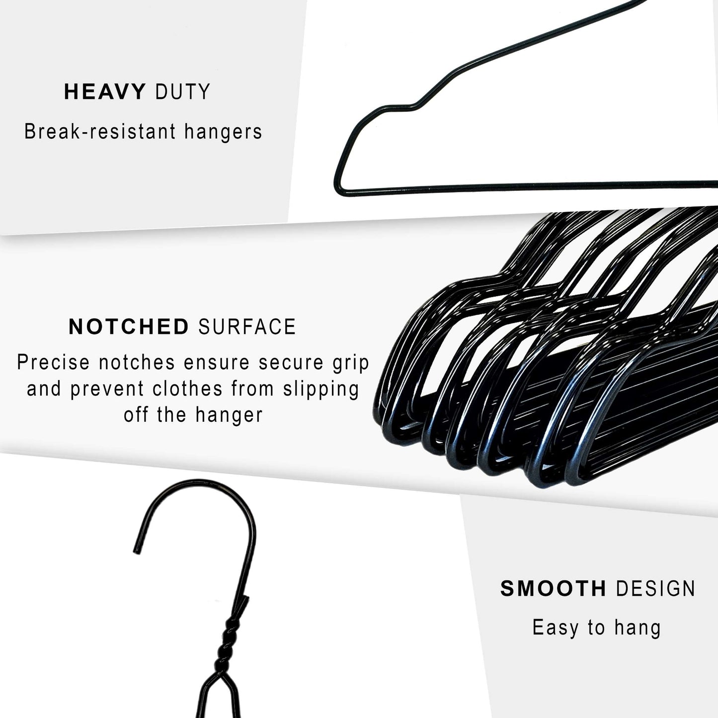 Premium Metal Hanger 16" 10 Gauge - Black