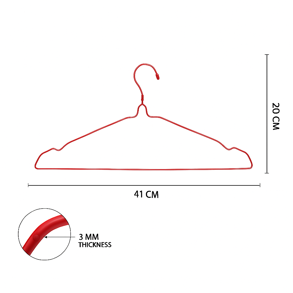 Clothes Hanger 16"  3mm - Red