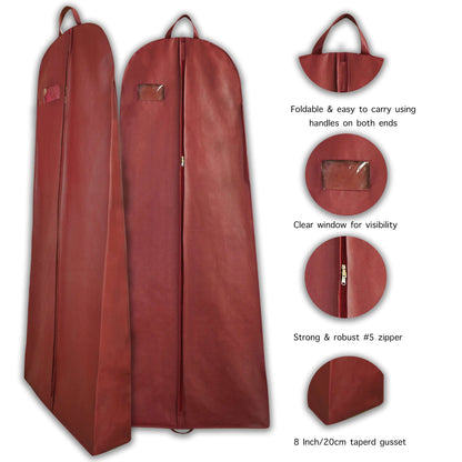 Wedding Lehenga Gown Long Dress Garment Cover Bags 72" with 8" Gusset - MAROON
