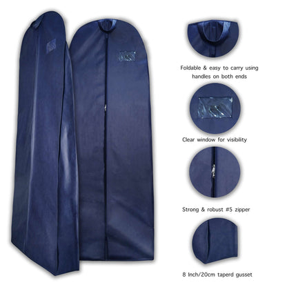 Wedding Lehenga Gown Long Dress Garment Cover Bags 72" with 8" Gusset - BLUE