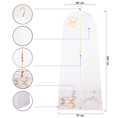 Premium Lehenga Gown Cover 10" Gusset - WHITE