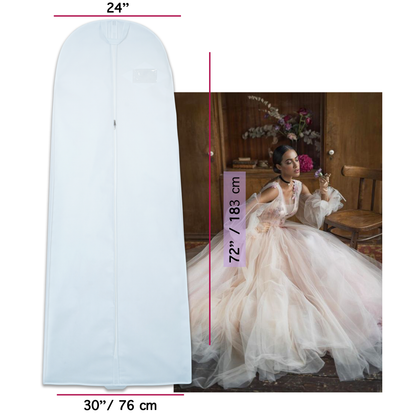 Wedding Lehenga Gown Long Dress Garment Cover Bags 72" with 8" Gusset - WHITE