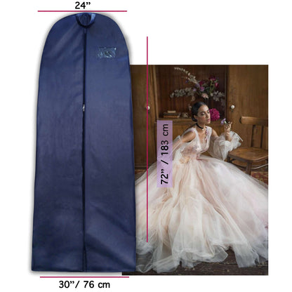 Wedding Lehenga Gown Long Dress Garment Cover Bags 72" with 8" Gusset - BLUE