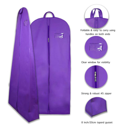 Wedding Lehenga Gown Long Dress Garment Cover Bags 72" with 8" Gusset - PURPLE