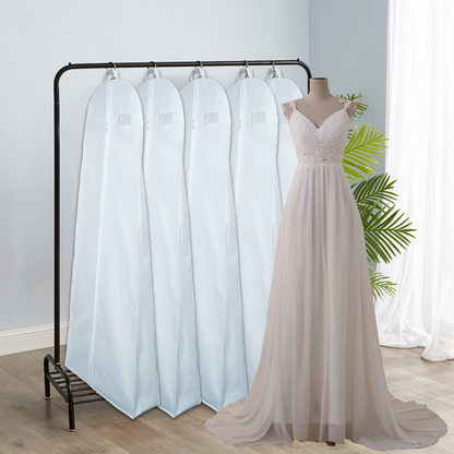 Wedding Lehenga Gown Long Dress Garment Cover Bags 72" with 8" Gusset - WHITE