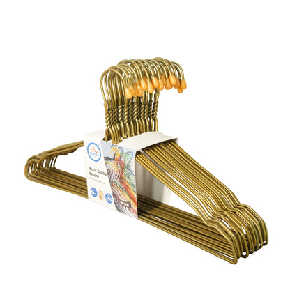 Clothes Metal Hanger 16 Inch 3mm - Powder Coated Gold (Pack of 5)