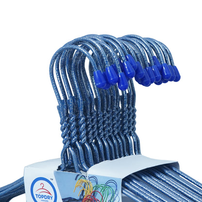 Clothes Metal Hanger 16 Inch 3mm - Texture Blue (Pack of 5)