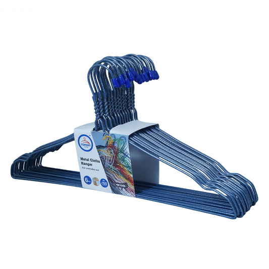 Clothes Metal Hanger 16 Inch 3mm - Texture Blue (Pack of 5)