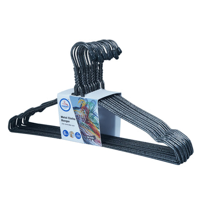 Clothes Metal Hanger 16 Inch 3mm - Texture Black (Pack of 5)
