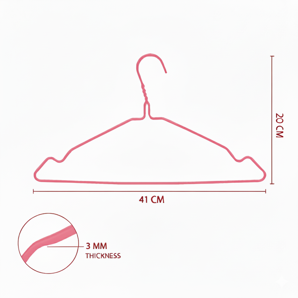 Metal Wire Hanger 16"  3mm - Pink
