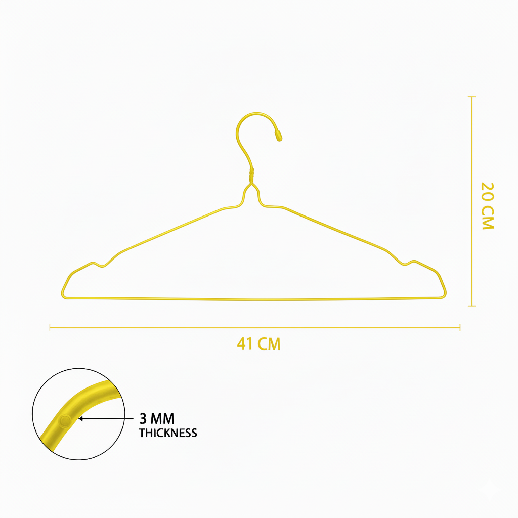 Clothes Hanger 16"  3mm - Yellow
